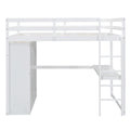 Wood Full Size Loft Bed With Built In Wardrobe, Desk, Storage Shelves And Drawers, White Box Spring Not Required Full White Wood Bedroom Bed Frame Solid Wood Mdf