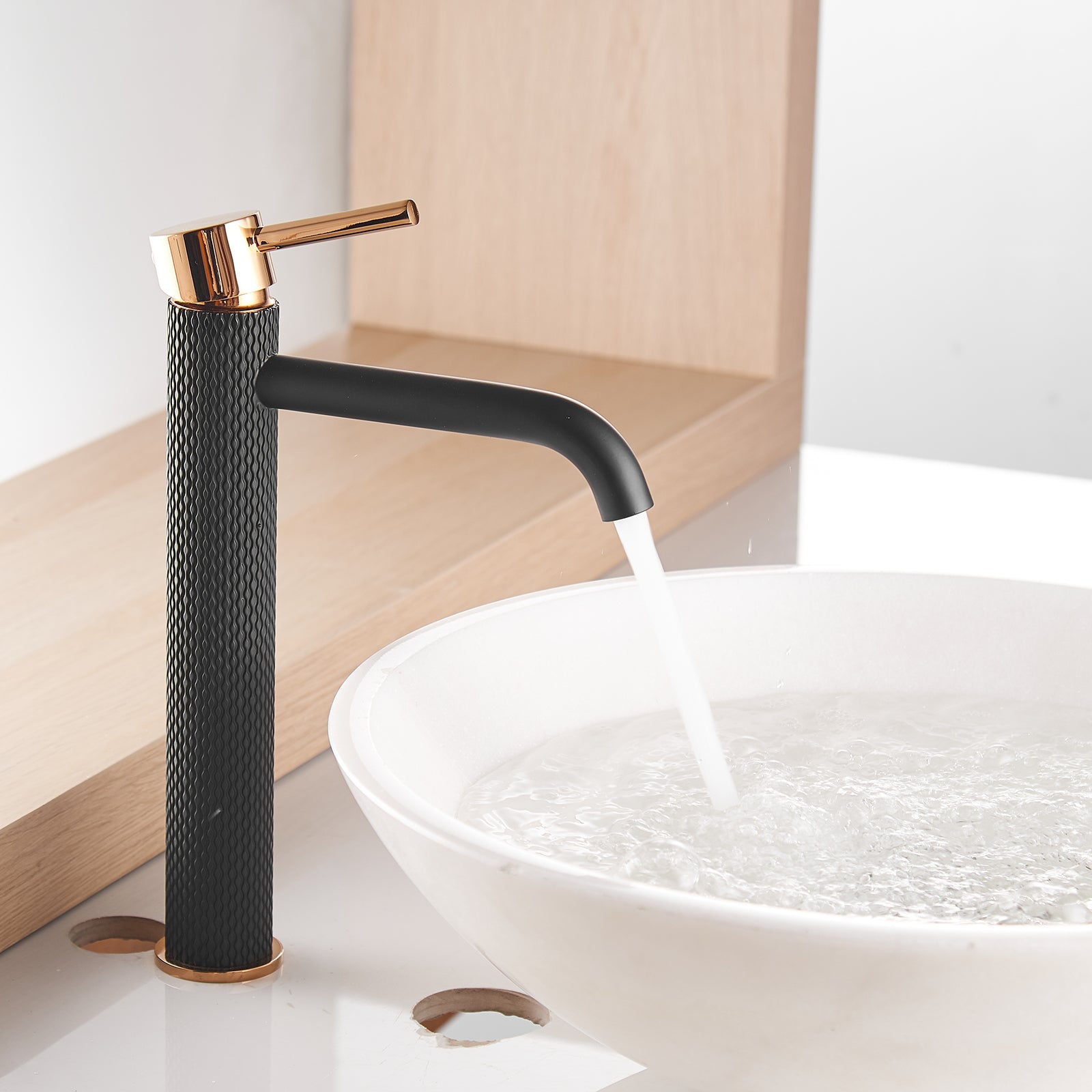 Black Bathroom Faucet, Black And Gold Faucet For Bathroom Sink, Black Single Hole Bathroom Faucet Modern Single Handle Vanity Basin Faucet Bathroom Joystick Geometric One Beige Gold Side Sprayer Deck Mounted Cartridge Valve Single Hole Faucets Matte