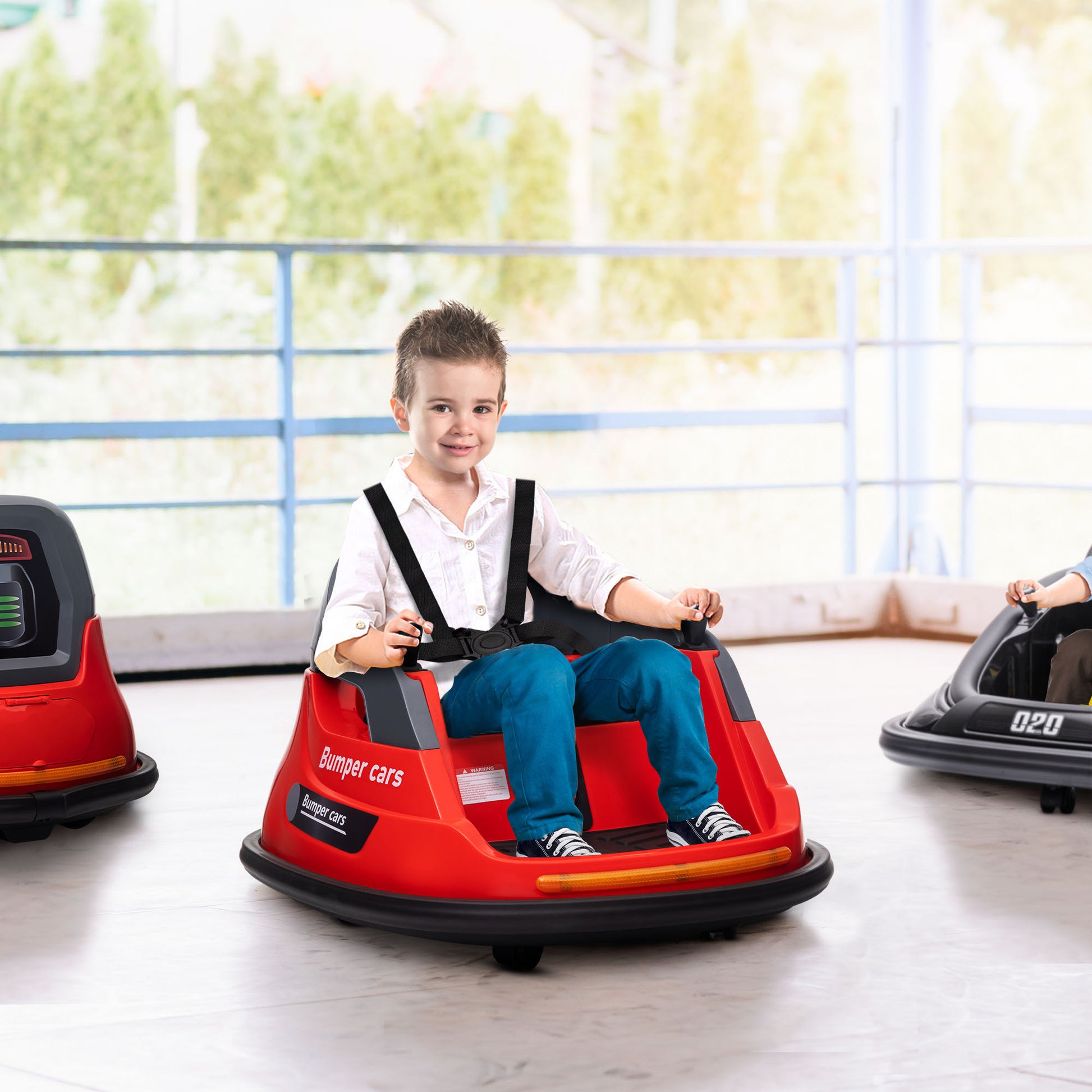 Aosom 12V Bumper Car For Kids 1.5 5 Years Old, Electric Ride On Bumper With 360 Degree Spin, Remote Control, Led Lights And Music, Red Red Steel