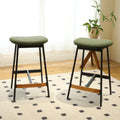 Modern Set Of 2 Bar Stools Comfortable & Stylish Counter Height And Bar Height Bar Stools,Soft Fabric Upholstered, Backless For Kitchen, Dining Room Bar Chairs Green Metal