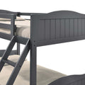 Grey Twin Full Bunk Bed With Arched Headboard Grey Wood Gray Bedroom Transitional Rubberwood Bunk Wood