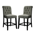 Set Of 2 Fabric Upholstered Dining Chairs In Antique Black And Gray Solid Antique Black Dining Room Wood Fabric