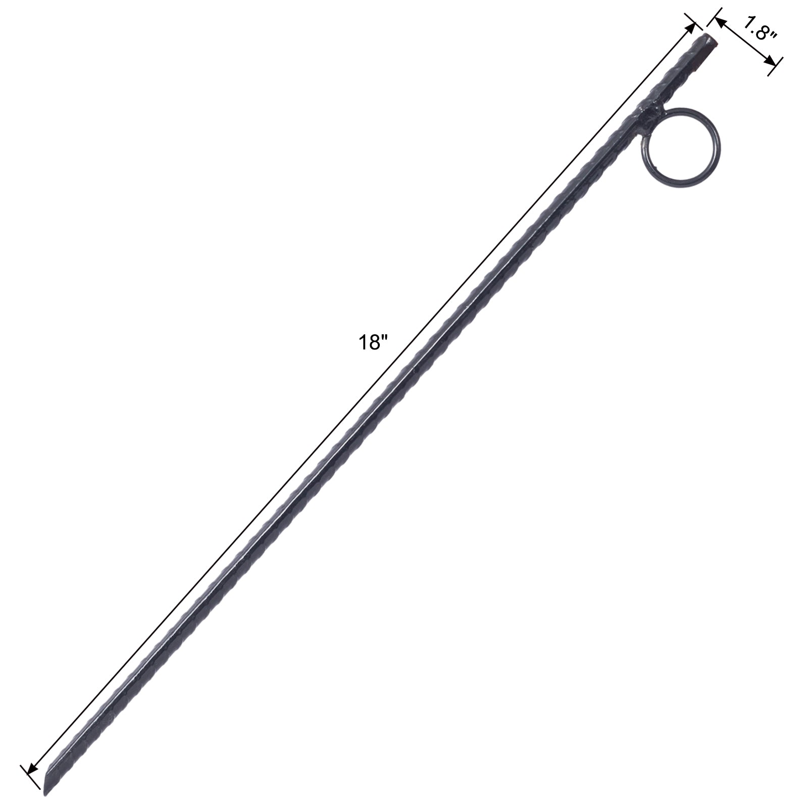 Rebar Stake With Loop 4Pcs Grip Rebar 3 8X 18 Inch Steel Durable Heavy Duty Tent Canopy Ground Stakes With Angled Ends And 1 Inch Loops For Campsites And Canopies Black Steel
