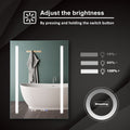Led Bathroom Vanity Mirror24*32 Inch,Front Light,Clock&Room Temp Display,Defog,Stepless Dimming,Night Light,Lights 3 Color Temper Change,Wall Mounted Led Bathroom Mirror 24X32 Silver Aluminum