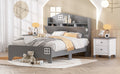 Wooden Twin Size House Bed With Storage Headboard ,Kids Bed With Storage Shelf,Grey Grey Wood