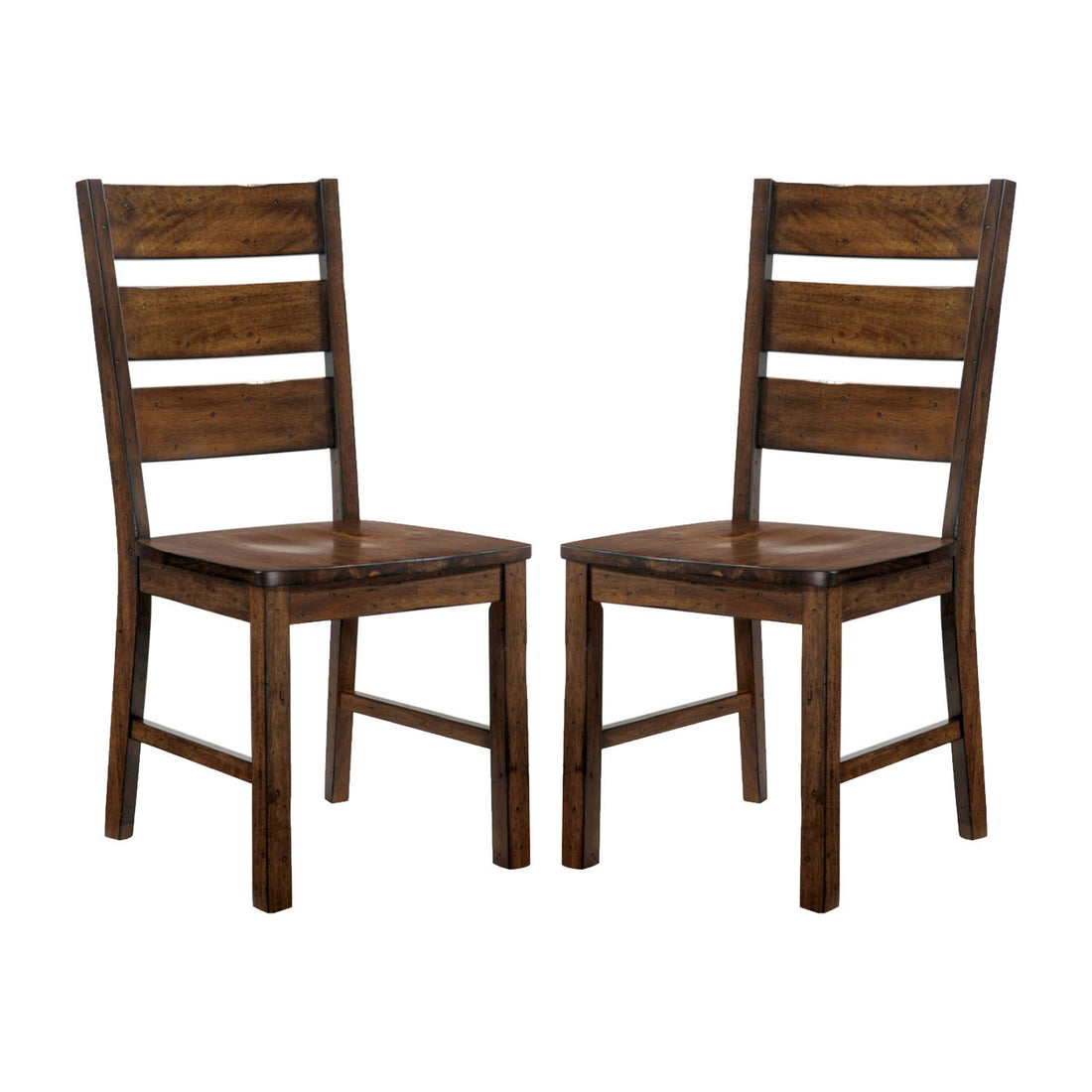 Set Of 2 Wooden Side Chairs In Walnut Finish Walnut Dining Room Dining Chairs Ladder Back Wood