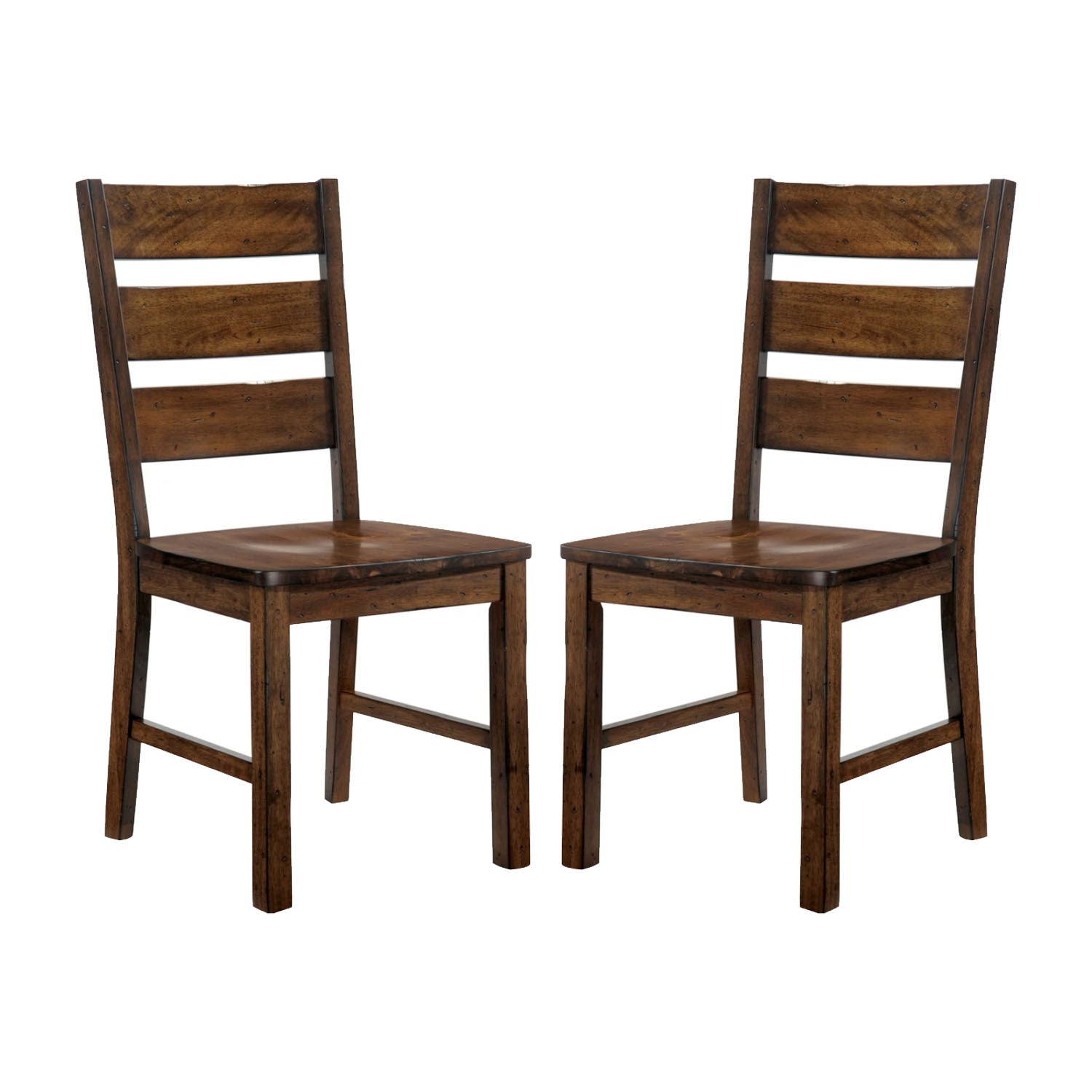 Set Of 2 Wooden Side Chairs In Walnut Finish Walnut Dining Room Dining Chairs Ladder Back Wood