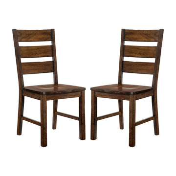 Set Of 2 Wooden Side Chairs In Walnut Finish Walnut Dining Room Dining Chairs Ladder Back Wood