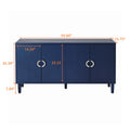 Stylish And Functional 4 Door Storage Cabinet With Pine Legs And Mdf, For Living Room Bedroom,And Kitchen,Navy Blue Navy Blue Mdf