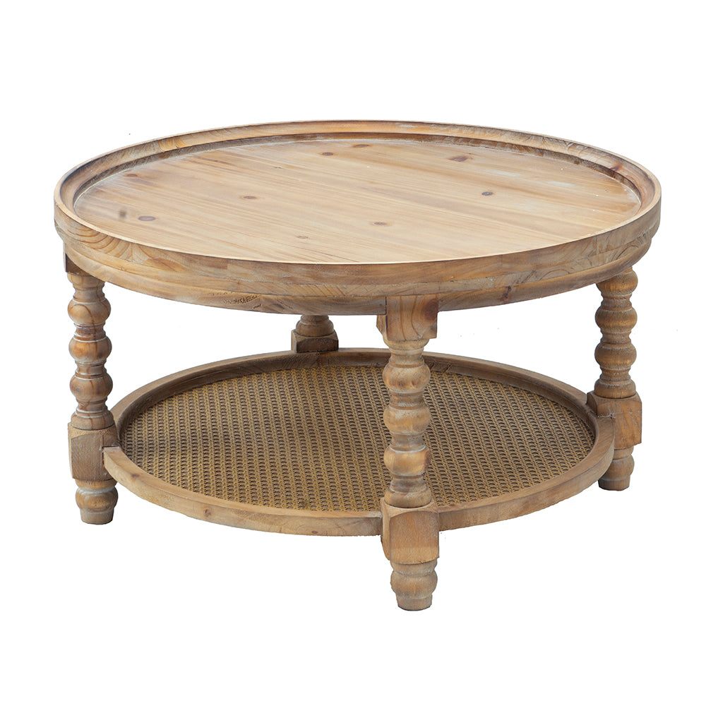 D29.7" X 16.5"Round 2 Tiered Side Tabel, Natural End Tabel For Lving Room Bedroom Entryway, Brown Brown Wood