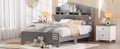 Wooden Twin Size House Bed With Storage Headboard ,Kids Bed With Storage Shelf,Grey Grey Wood