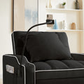 3 In 1 Sofa Bed, Convertible Sleeper Chair Sofa Bed Adjustable Pull Out Sleeper Chair Bed Multi Pockets Folding Sofa Bed For Living Room Bedroom Small Space Black Black Velvet 1 Seat