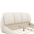 Queen Size Luxury Upholstered Bed With Thick Headboard, Velvet Queen Bed With Oversized Padded Backrest, Beige Expect Arrival Date 2024 4 9 Queen Beige Velvet