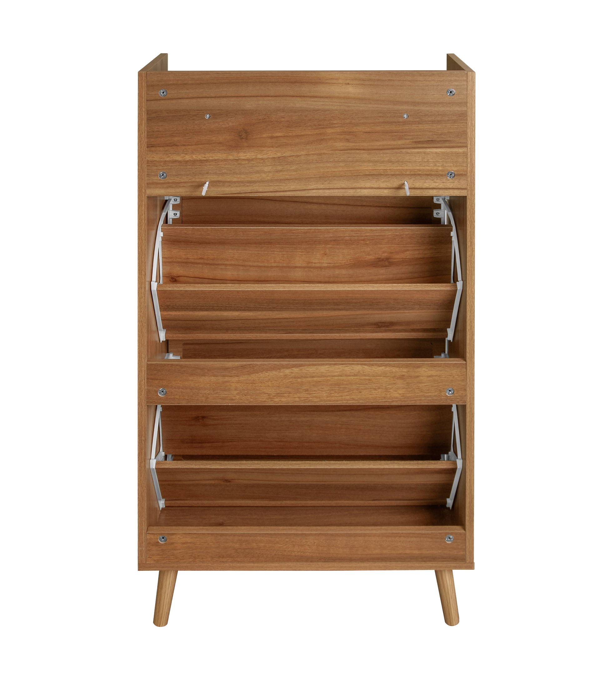Rattan, Allen 2 Door 1 Drawer Cabinet, Shoe Rack, Double Layer, Suitable For Entrance Walnut Particle Board