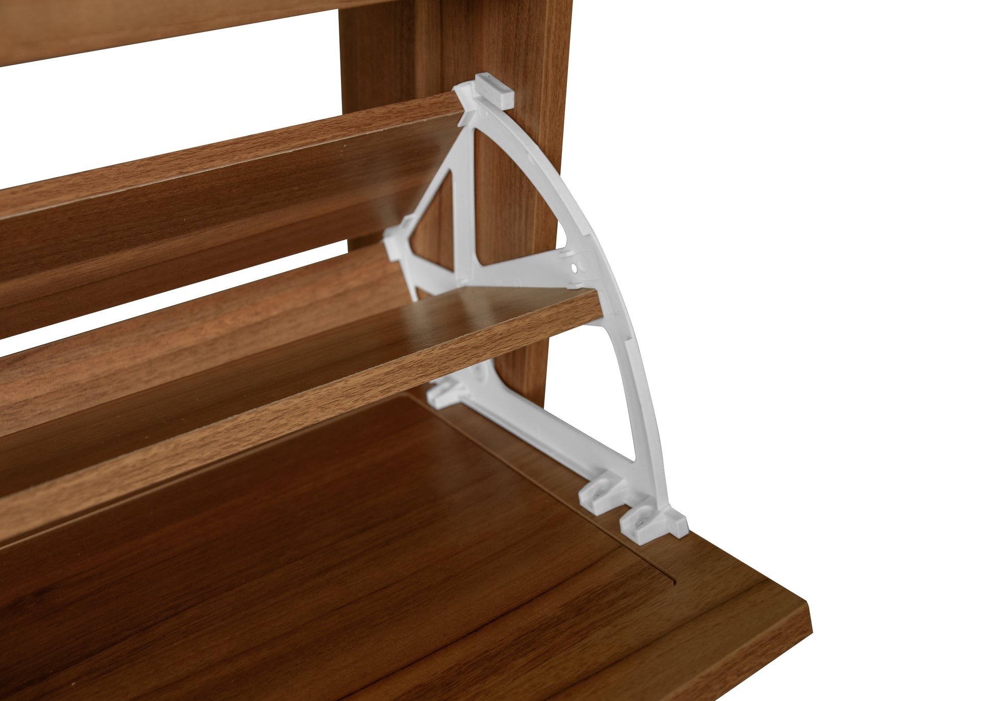 Rattan, Allen 2 Door 1 Drawer Cabinet, Shoe Rack, Double Layer, Suitable For Entrance Walnut Particle Board