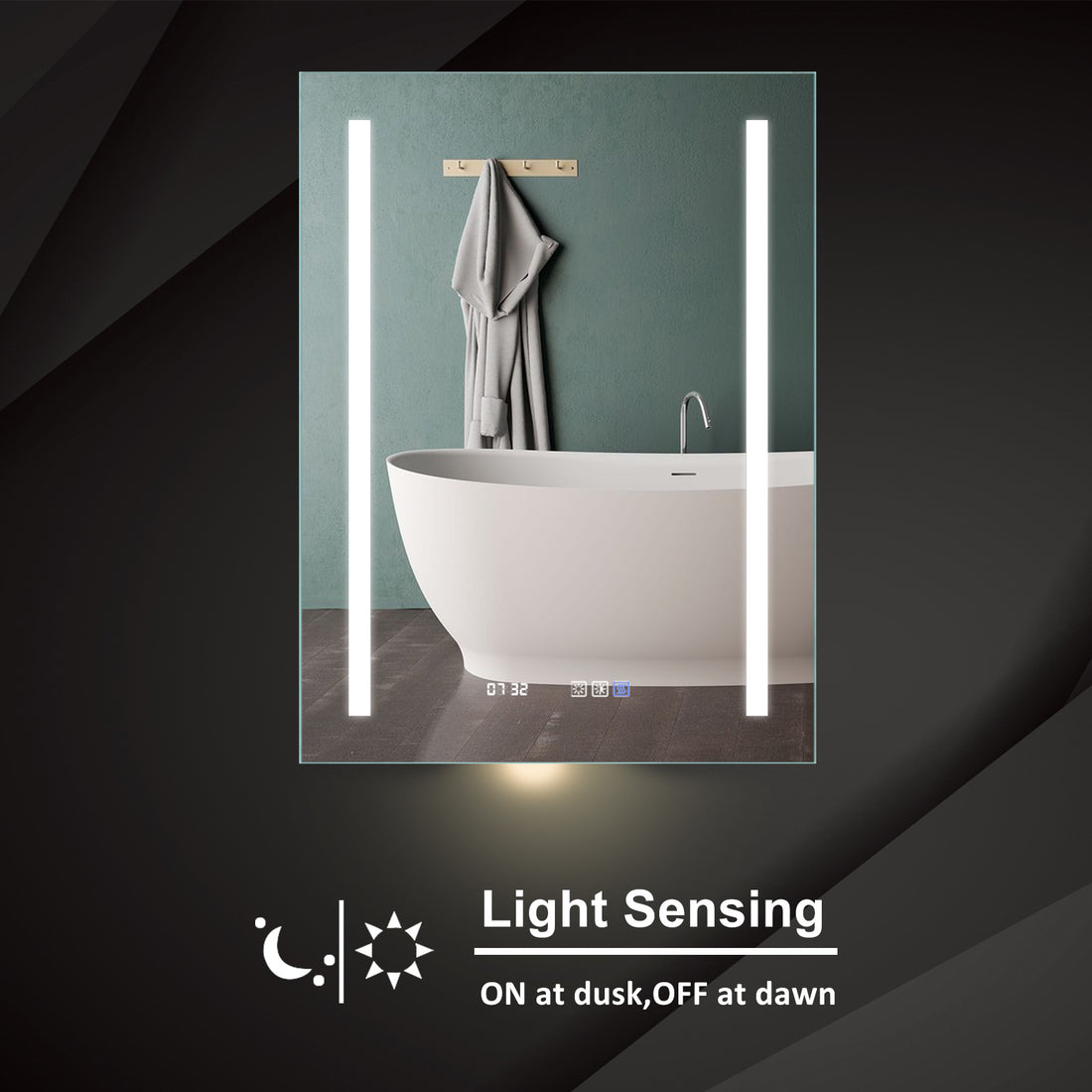 Led Bathroom Vanity Mirror24*32 Inch,Front Light,Clock&Room Temp Display,Defog,Stepless Dimming,Night Light,Lights 3 Color Temper Change,Wall Mounted Led Bathroom Mirror 24X32 Silver Aluminum