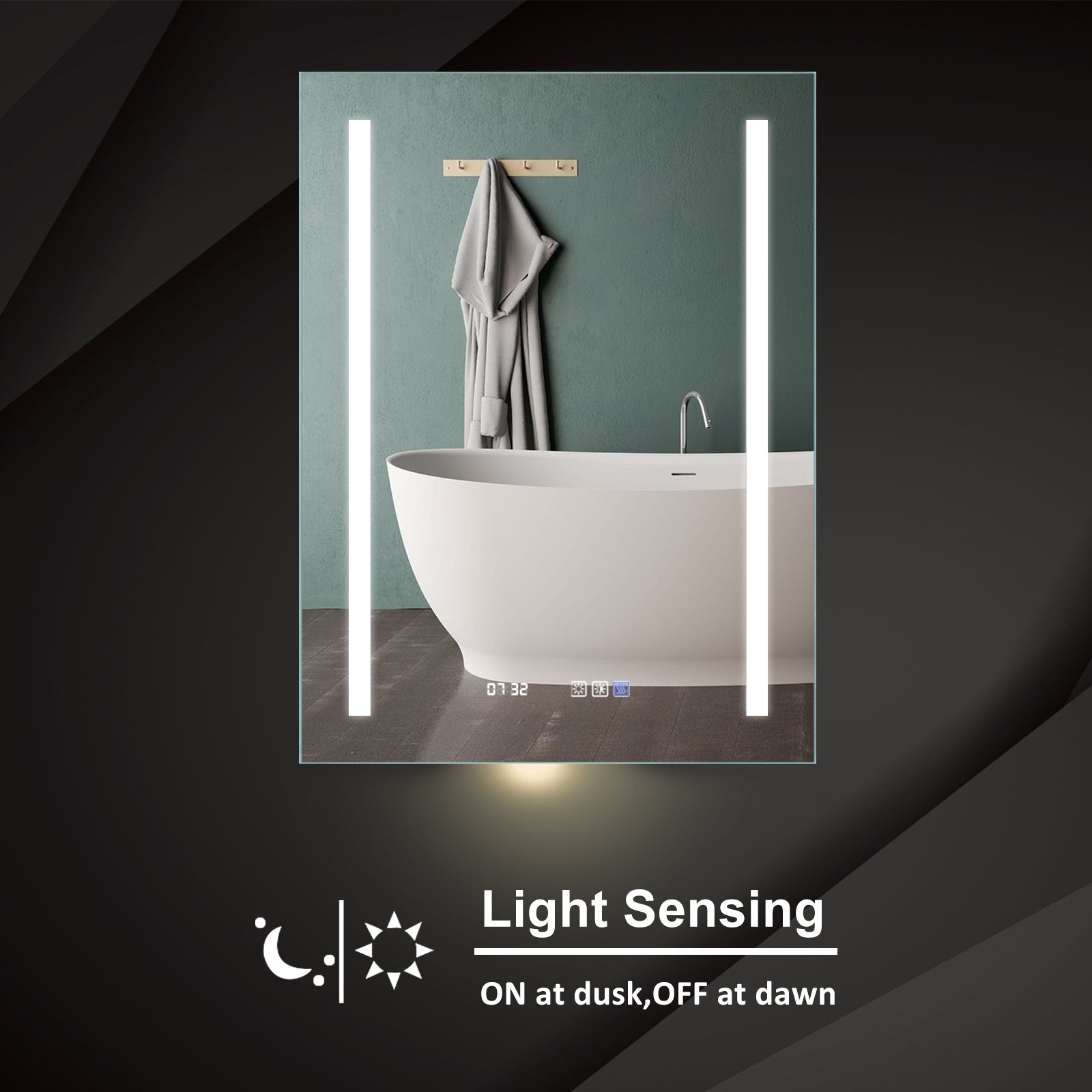 Led Bathroom Vanity Mirror24*32 Inch,Front Light,Clock&Room Temp Display,Defog,Stepless Dimming,Night Light,Lights 3 Color Temper Change,Wall Mounted Led Bathroom Mirror 24X32 Silver Aluminum