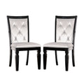 Set Of 2 Dining Side Chair In Black And Silver Finish Black Dining Room Dining Chairs Tufted Back Faux Leather