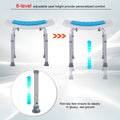 Homcom 6 Level Adjustable Curved Bath Stool Spa Shower Chair Non Slip Design For The Elderly, Injured, & Pregnant Women Blue Aluminum