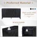 4 Door Retro Sideboard With Adjustable Shelves, Two Large Cabinet With Long Handle, For Living Room And Dining Room Black Black Mdf