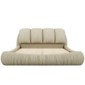 Queen Size Luxury Upholstered Bed With Thick Headboard, Vevet Queen Bed With Oversized Padded Backrest, Cinerous Expect Arrive Date 2024 4 7 Queen Stone Gray Velvet