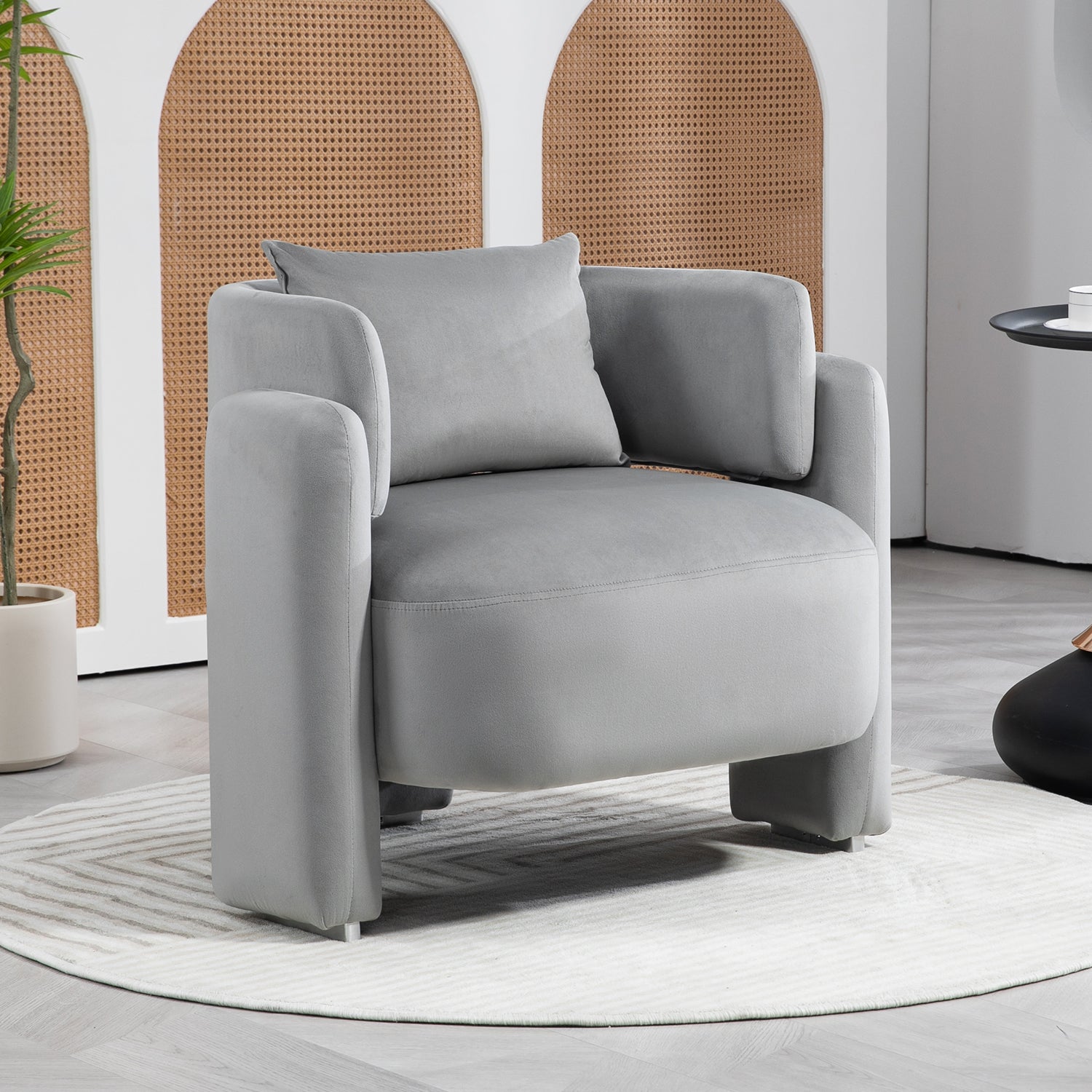 Modern Design Velvet Lounge Chair,Single Sofa With Pillows For Living Room,Bedroom Grey Grey Bedroom Modern Foam Velvet Velvet