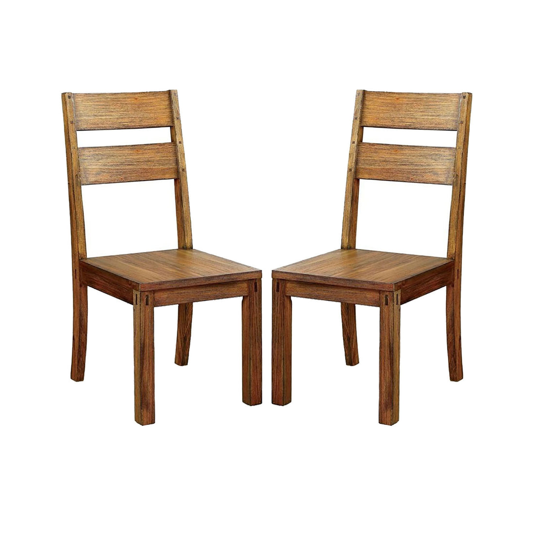 Set Of 2 Wooden Side Chairs In Dark Oak Finish Dark Oak Dining Room Dining Chairs Ladder Back Wood