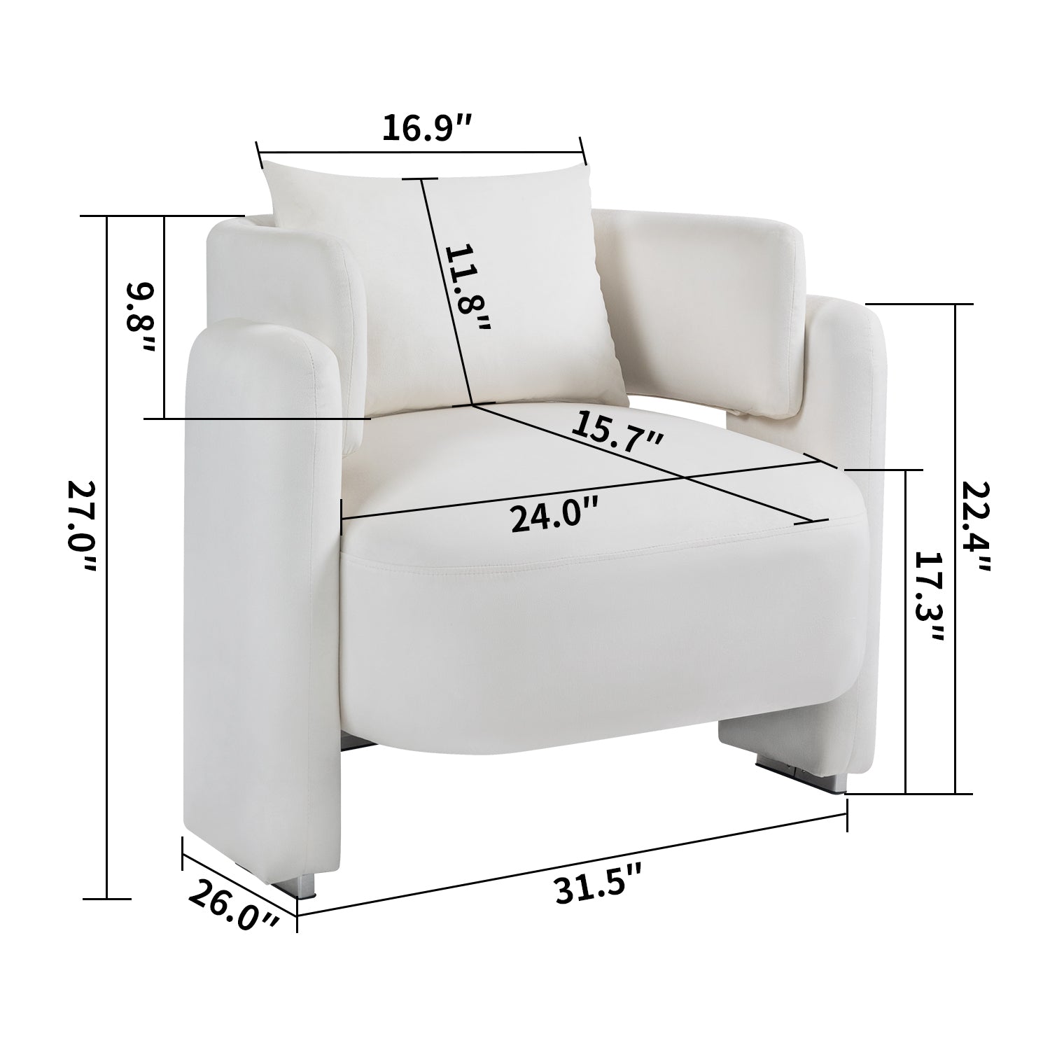 Modern Design Velvet Lounge Chair,Single Sofa With Pillows For Living Room,Bedroom Beige Beige Bedroom Modern Foam Velvet Velvet
