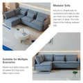 Modular L Shaped Corner Sofa, Movable Chaise Facing Left Right, Grey Cotton Linen 90.9 Inches Grey Foam Cotton Linen 3 Seat