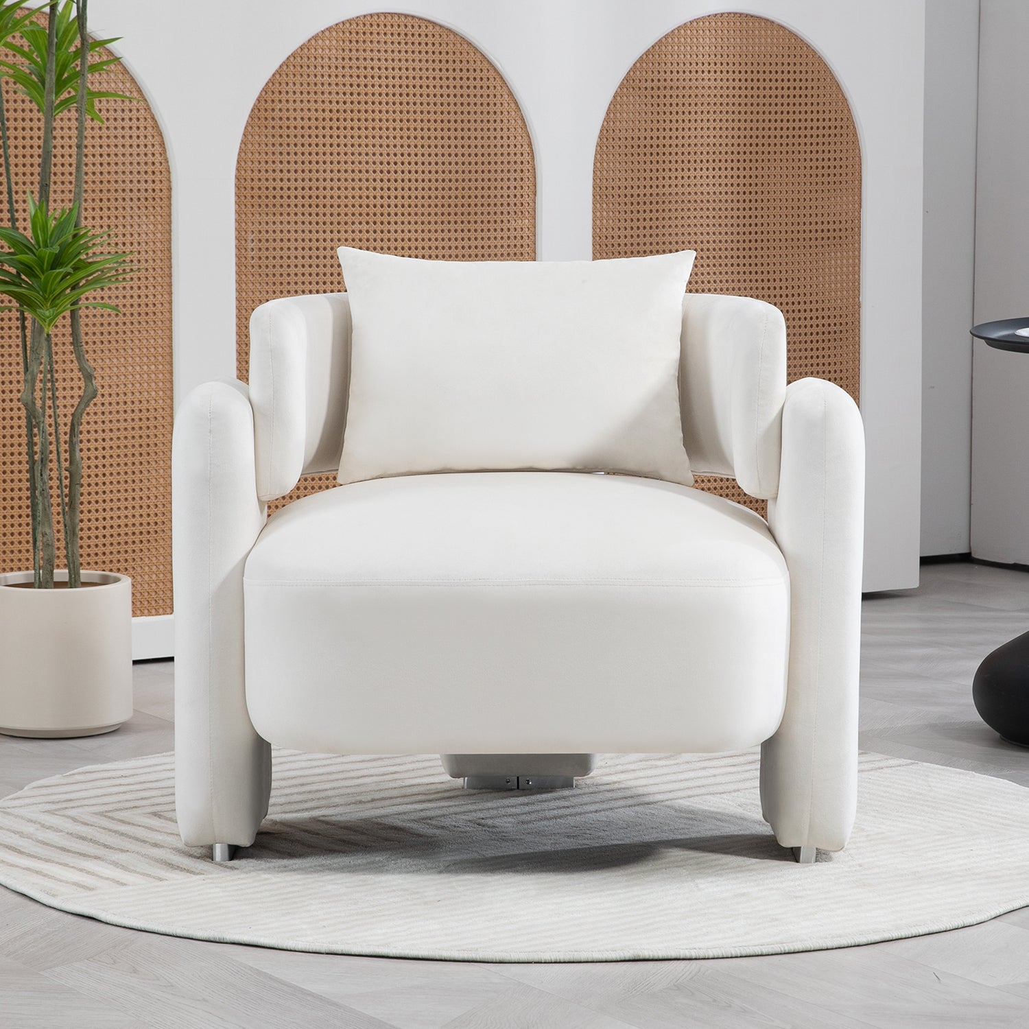 Modern Design Velvet Lounge Chair,Single Sofa With Pillows For Living Room,Bedroom Beige Beige Bedroom Modern Foam Velvet Velvet