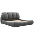 Queen Size Luxury Upholstered Bed With Thick Headboard, Velvet Queen Bed With Oversized Padded Backrest, Gray Expect Arrival Date 2024 4 2 Queen Gray Velvet