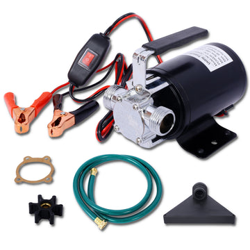 Dc 12 Volt 1 10Hp 330Gph Battery Powered Mini Portable Electric Utility Sump Transfer Water Pump With Water Hose Kit Black Black Steel