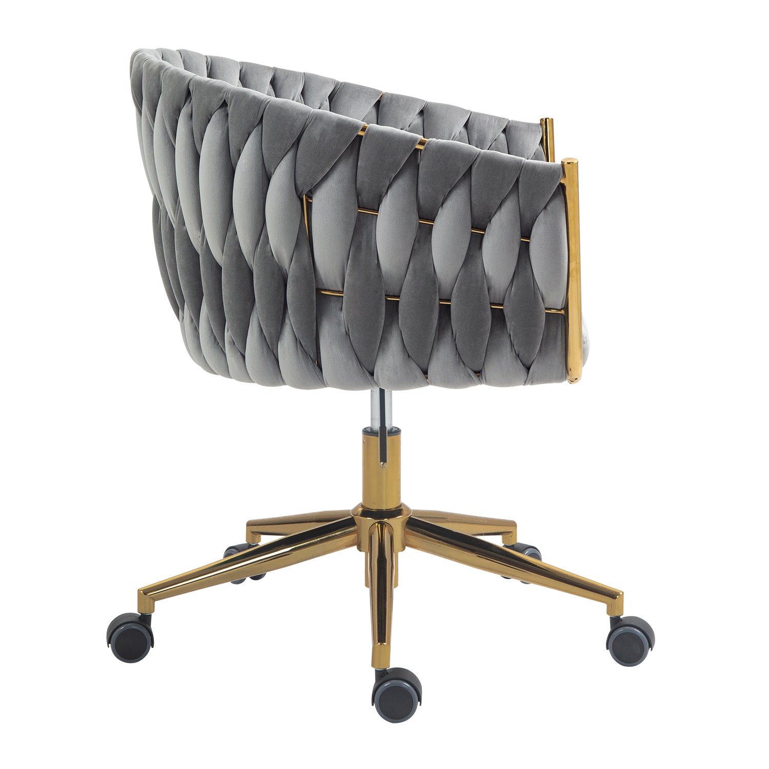 Modern Design The Backrest Is Hand Woven Office Chair,Vanity Chairs With Wheels,Height Adjustable,360 Swivel For Bedroom, Living Room Grey Grey Bedroom Foam Modern Office Chairs Foam Velvet