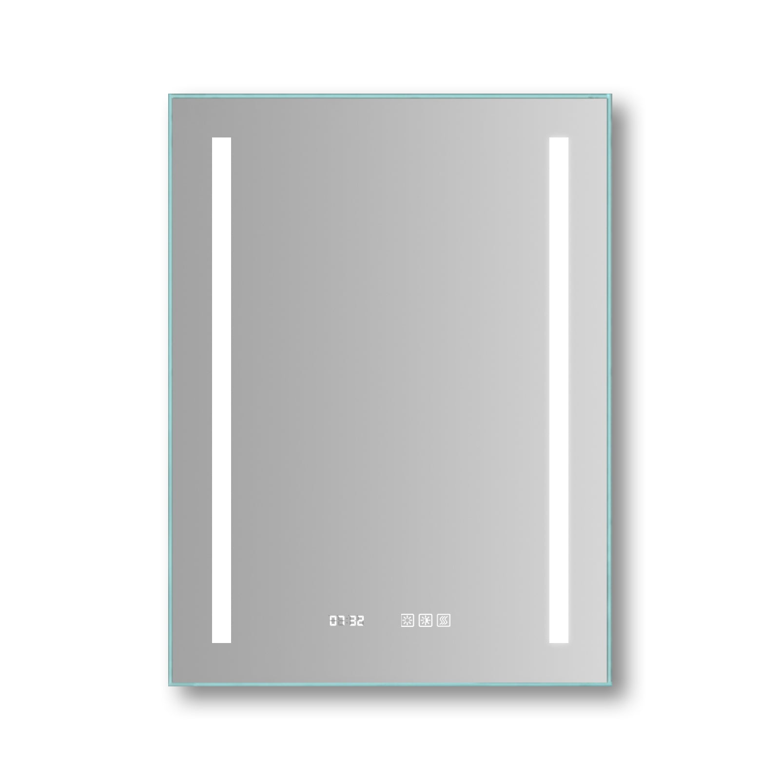 Led Bathroom Vanity Mirror24*32 Inch,Front Light,Clock&Room Temp Display,Defog,Stepless Dimming,Night Light,Lights 3 Color Temper Change,Wall Mounted Led Bathroom Mirror 24X32 Silver Aluminum