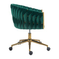 Modern Design The Backrest Is Hand Woven Office Chair,Vanity Chairs With Wheels,Height Adjustable,360 Swivel For Bedroom Living Room Green Green Bedroom Foam Modern Foam Velvet