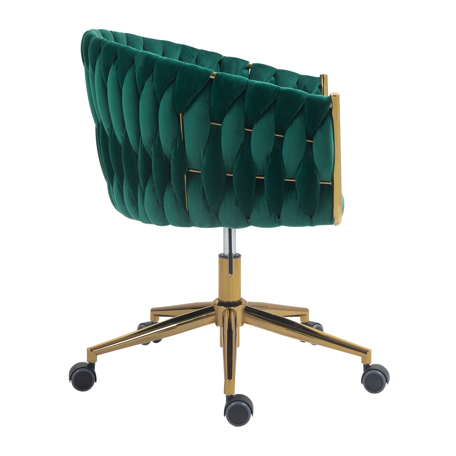 Modern Design The Backrest Is Hand Woven Office Chair,Vanity Chairs With Wheels,Height Adjustable,360 Swivel For Bedroom Living Room Green Green Bedroom Foam Modern Foam Velvet