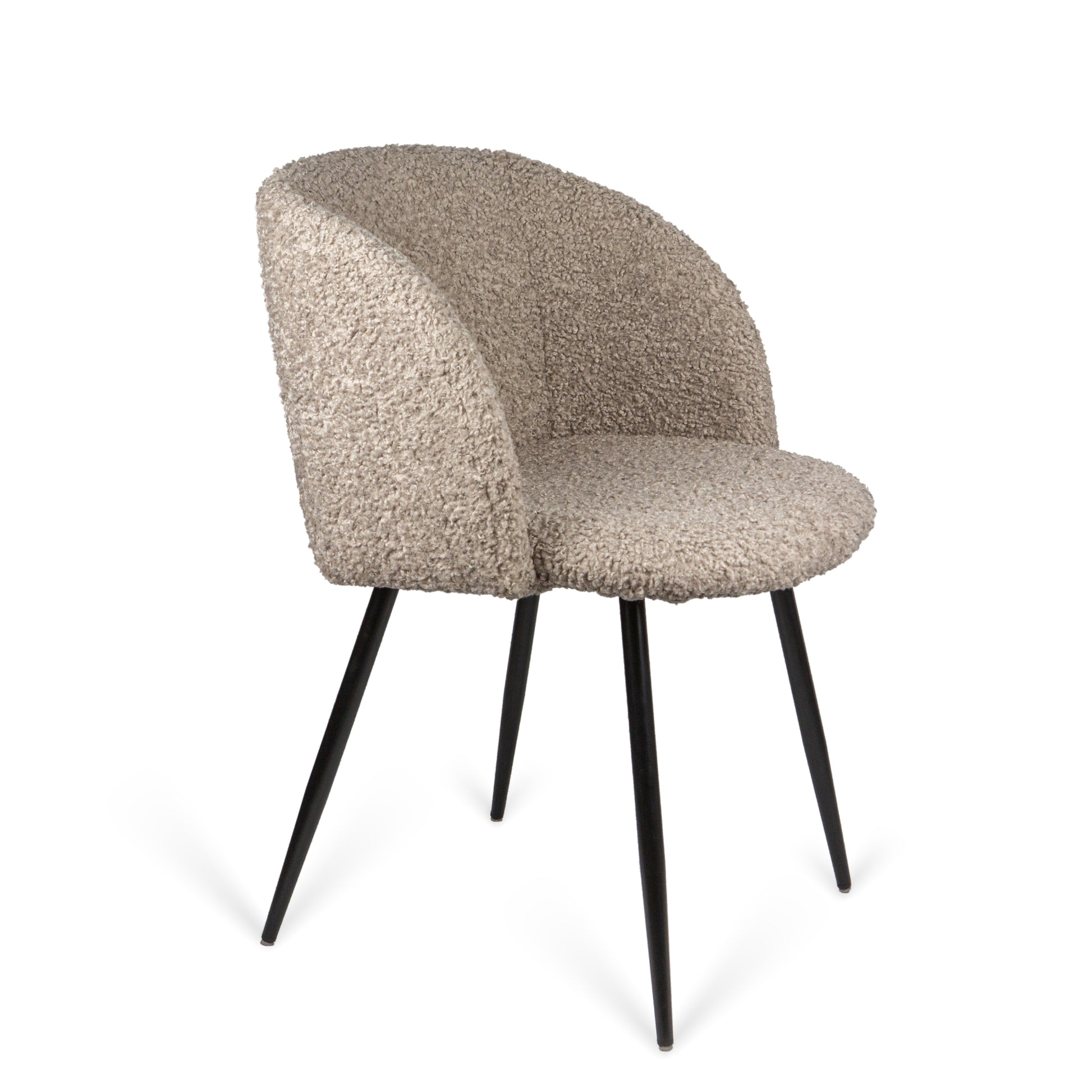 Adjust Legs Upholstered Teddy Faux Fur Dining Armrest Chair Set Of 2 Light Brown Metal Light Brown Dining Room Powder Coated Foam Dry Clean Round Mid Century Modern Solid Back Foam Polyester