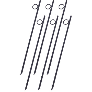 Rebar Stake With Loop 6Pcs Grip Rebar 3 8X 18 Inch Steel Durable Heavy Duty Tent Canopy Ground Stakes With Angled Ends And 1 Inch Loops For Campsites And Canopies Black Steel