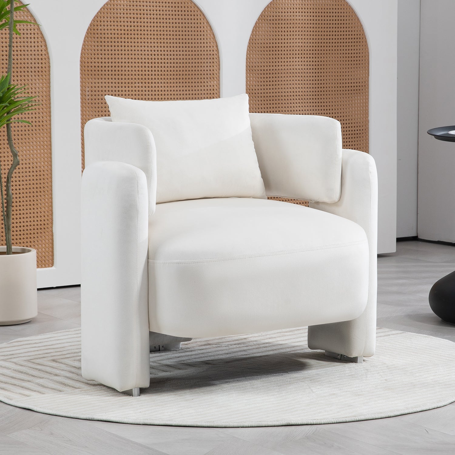 Modern Design Velvet Lounge Chair,Single Sofa With Pillows For Living Room,Bedroom Beige Beige Bedroom Modern Foam Velvet Velvet