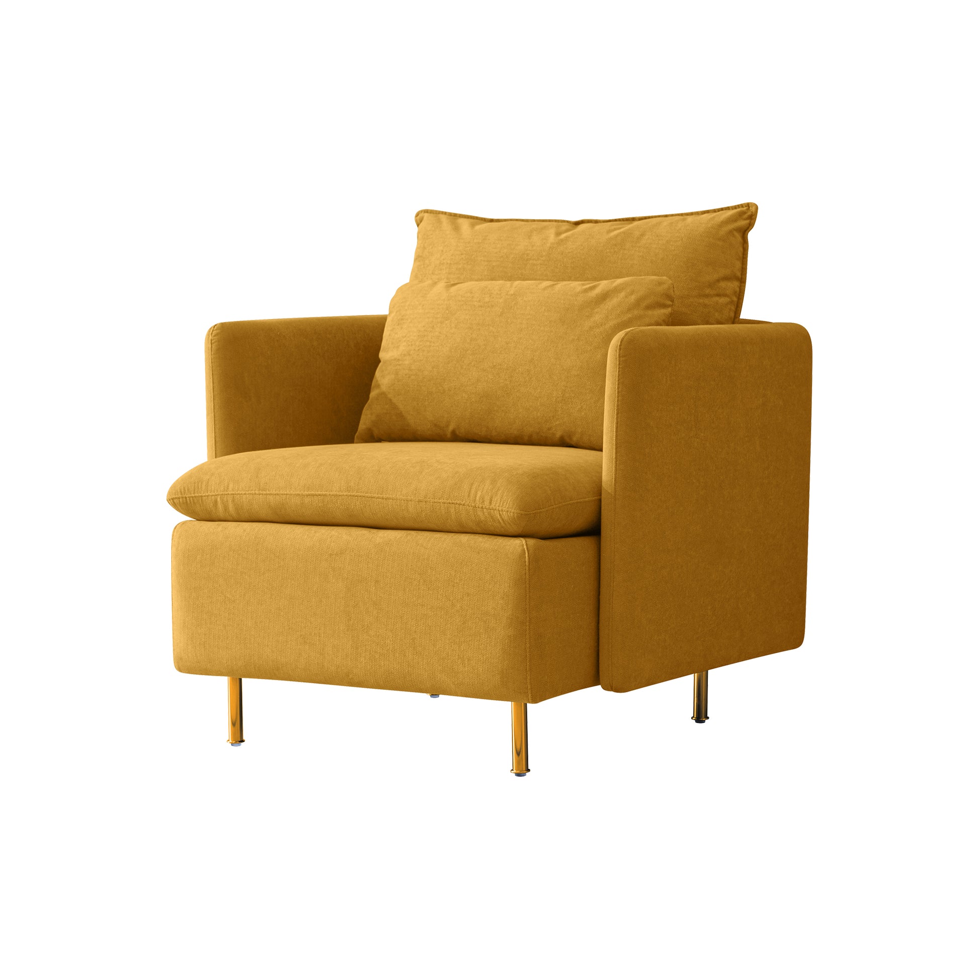 Modern Fabric Accent Armchair,Upholstered Single Sofa Chair,Yellow Cotton Linen 30.7'' Yellow Foam Cotton Linen 1 Seat