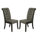 Set Of 2 Upholstered Fabric Side Chairs In Antique Black And Gray Solid Antique Black Dining Room Dining Chairs Wood Fabric