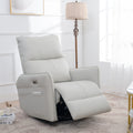 270 Power Swivel Rocker Recliner Chair, Electric Glider Reclining Sofa With Usb Ports, Power Swivel Glider, Rocking Chair Nursery Recliners For Living Room Bedroom Light Gray Solid Light Brown Primary Living Space Push Button Rubberwood Solid Back Wood