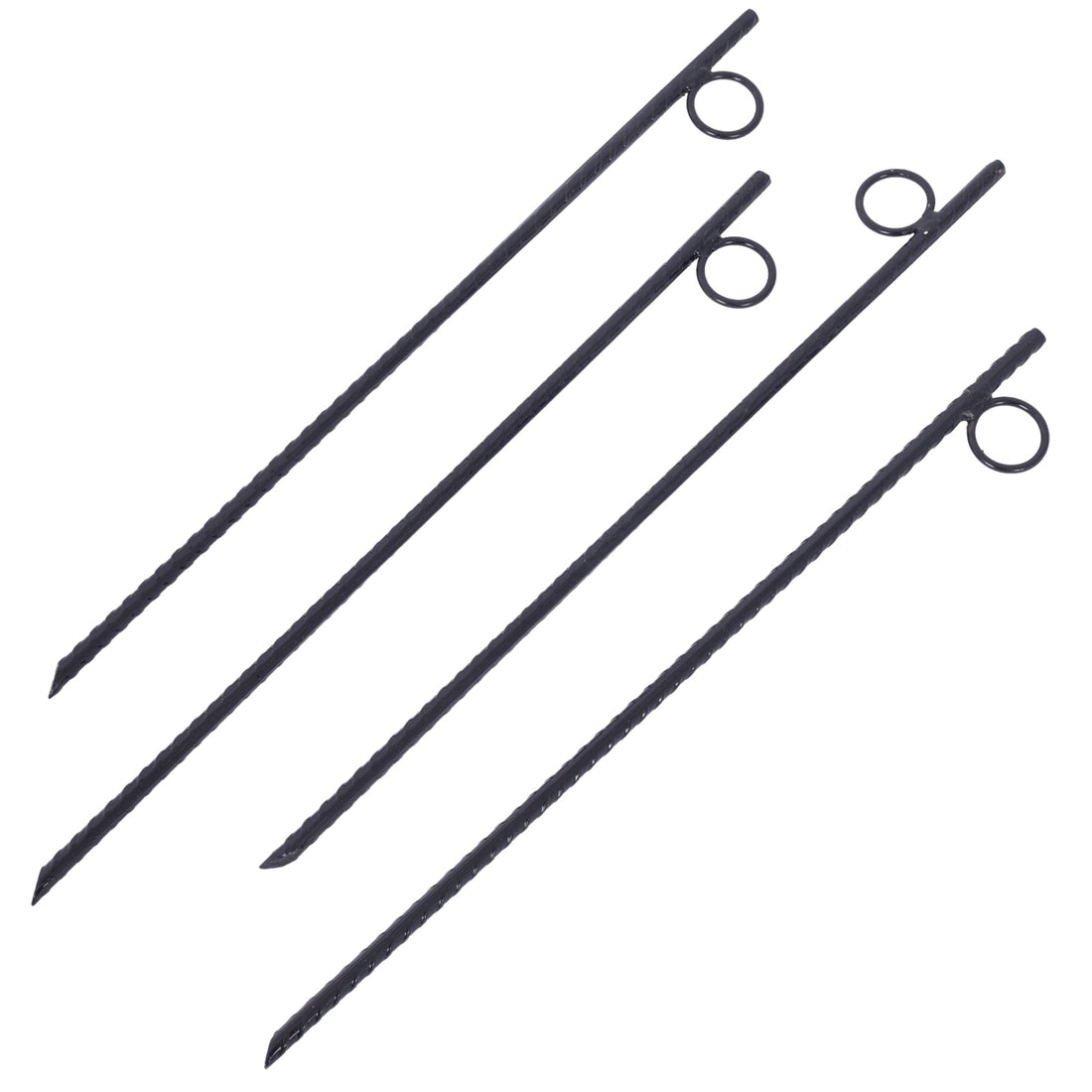 Rebar Stake With Loop 4Pcs Grip Rebar 3 8X 18 Inch Steel Durable Heavy Duty Tent Canopy Ground Stakes With Angled Ends And 1 Inch Loops For Campsites And Canopies Black Steel
