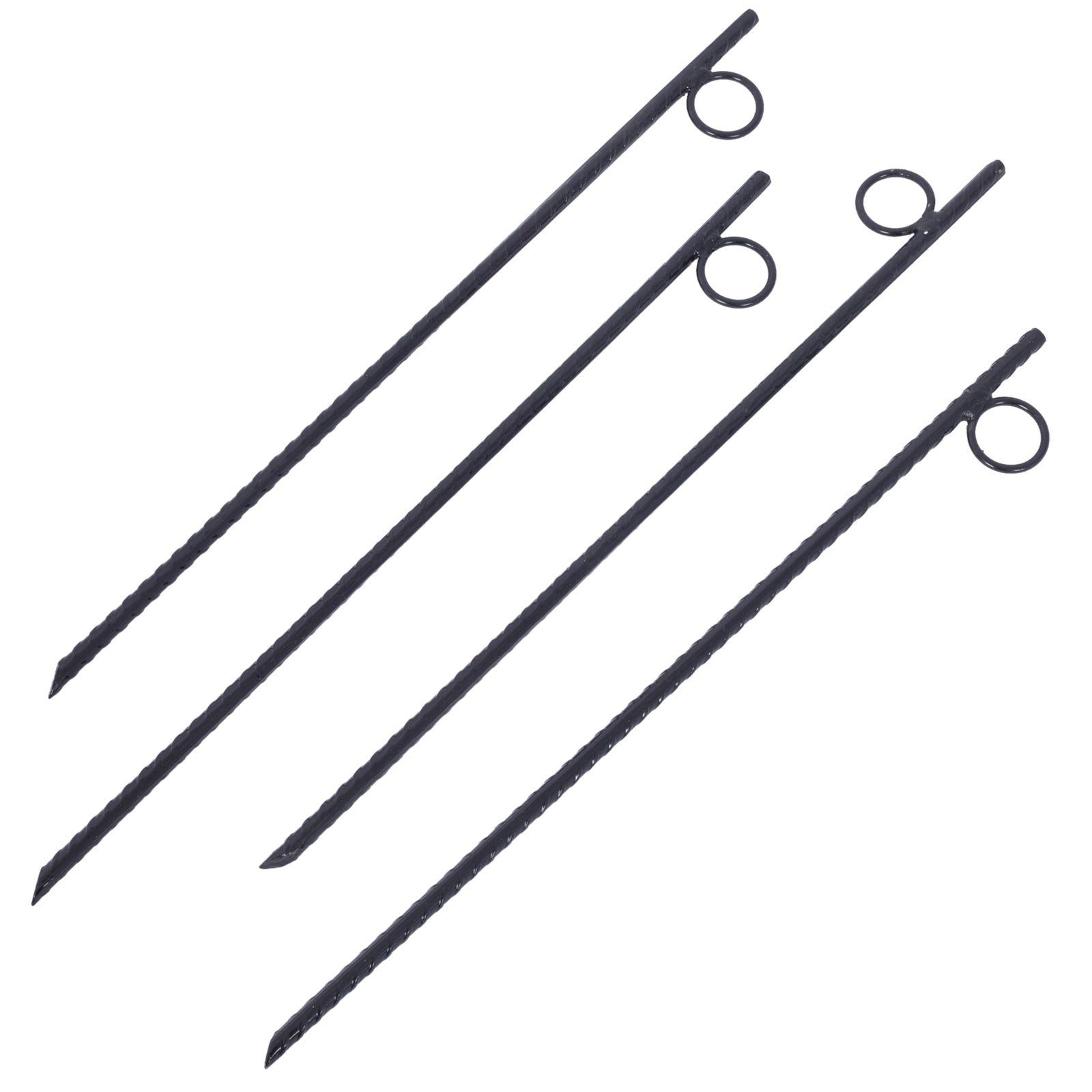 Rebar Stake With Loop 4Pcs Grip Rebar 3 8X 18 Inch Steel Durable Heavy Duty Tent Canopy Ground Stakes With Angled Ends And 1 Inch Loops For Campsites And Canopies Black Steel