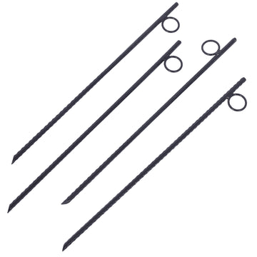Rebar Stake With Loop 4Pcs Grip Rebar 3 8X 18 Inch Steel Durable Heavy Duty Tent Canopy Ground Stakes With Angled Ends And 1 Inch Loops For Campsites And Canopies Black Steel