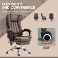 Vinsetto Microfiber Office Chair, High Back Computer Chair With 6 Point Massage, Heat, Adjustable Height And Retractable Footrest, Coffee Brown Polyester