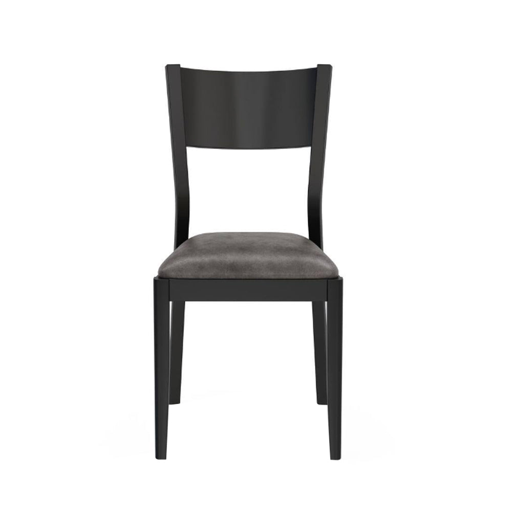 Set Of 2 Paddeddining Chairs In Black And Gray Finish Solid Black Dining Room Dining Chairs Faux Leather