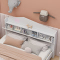 Wooden Full Size House Bed With Storage Headboard ,Kids Bed With Storage Shelf,White White Wood