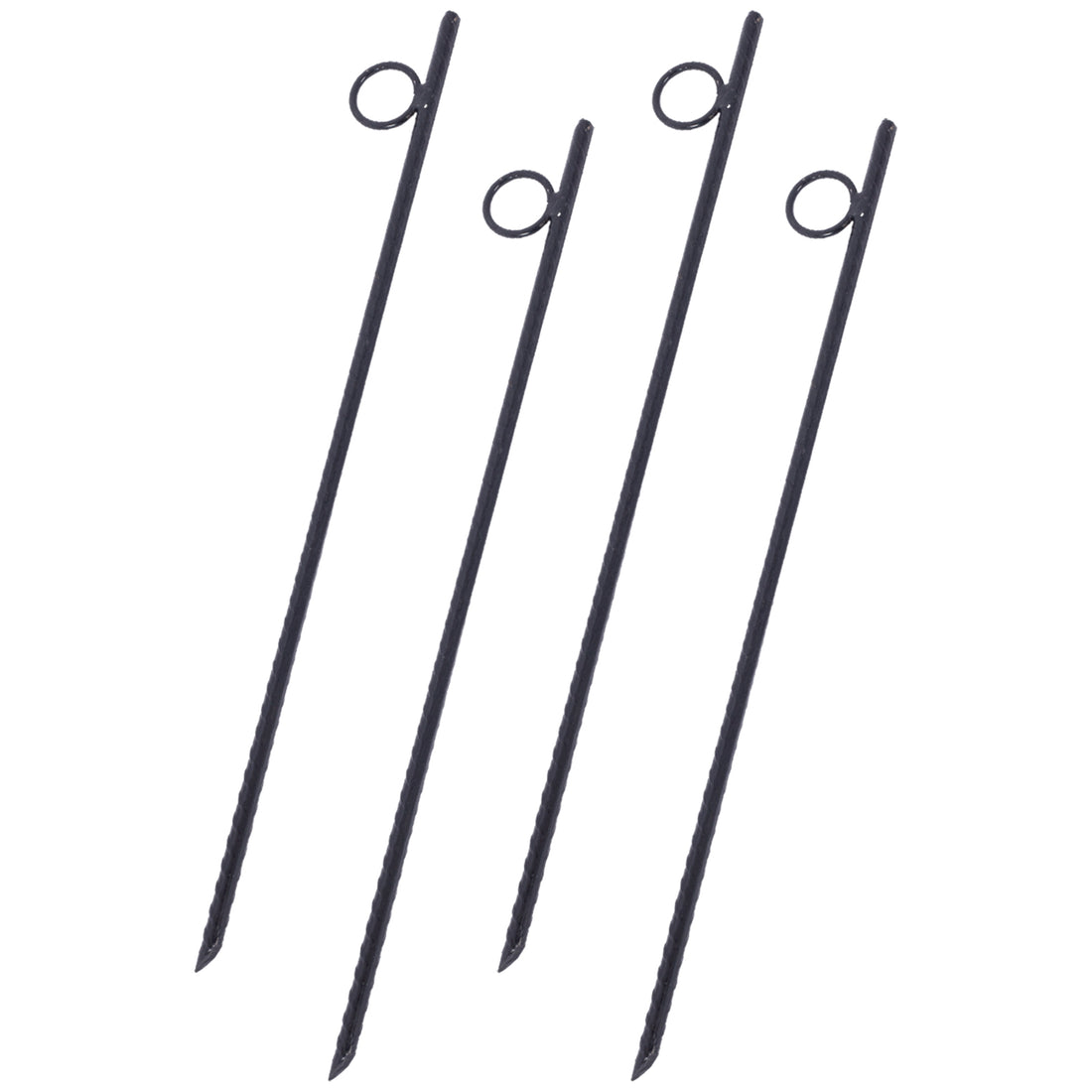Rebar Stake With Loop 4Pcs Grip Rebar 3 8X 18 Inch Steel Durable Heavy Duty Tent Canopy Ground Stakes With Angled Ends And 1 Inch Loops For Campsites And Canopies Black Steel