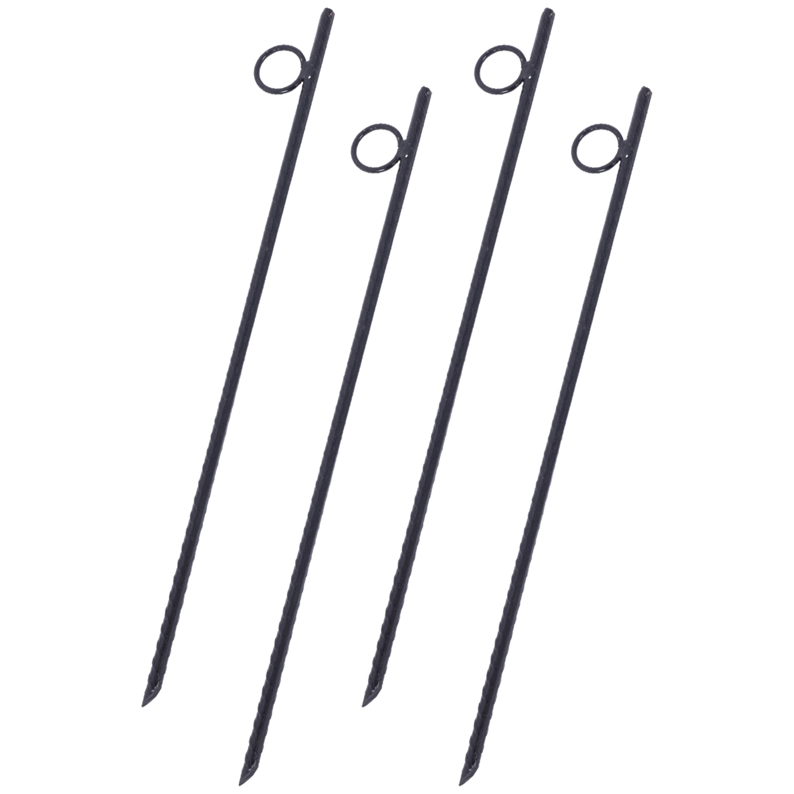 Rebar Stake With Loop 4Pcs Grip Rebar 3 8X 18 Inch Steel Durable Heavy Duty Tent Canopy Ground Stakes With Angled Ends And 1 Inch Loops For Campsites And Canopies Black Steel